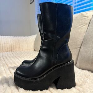 Black Chunky Platform Women's Boots